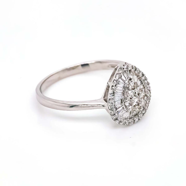 18K W/G 0.40 CTW Pear Shaped Cluster Ring