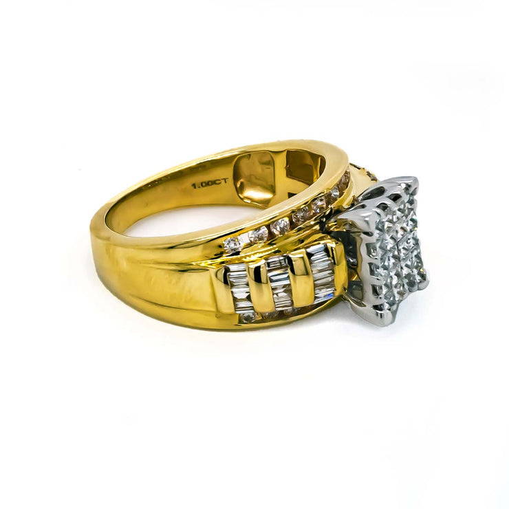 10K Y/G Cinderella Invisible Set Diamond Ring (1.20 CTW)