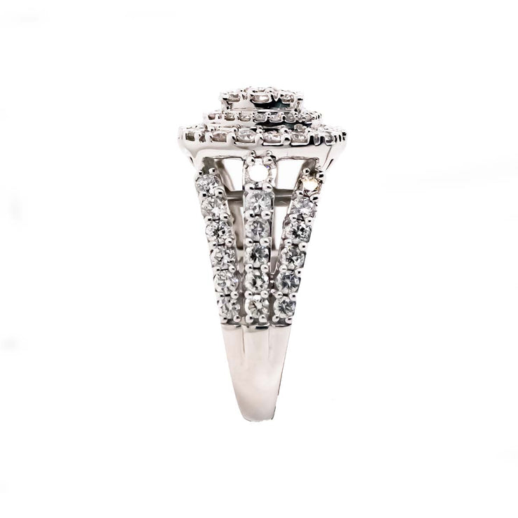 10K W/G 2.00 CTW Double Halo Cluster 3 Row Diamond Ring