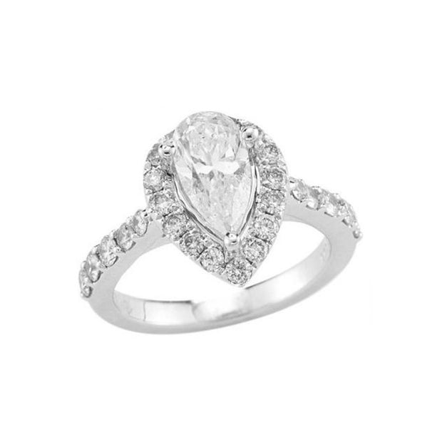 14K White Gold Halo Fancy modern Shapes Engagement Diamond Ring