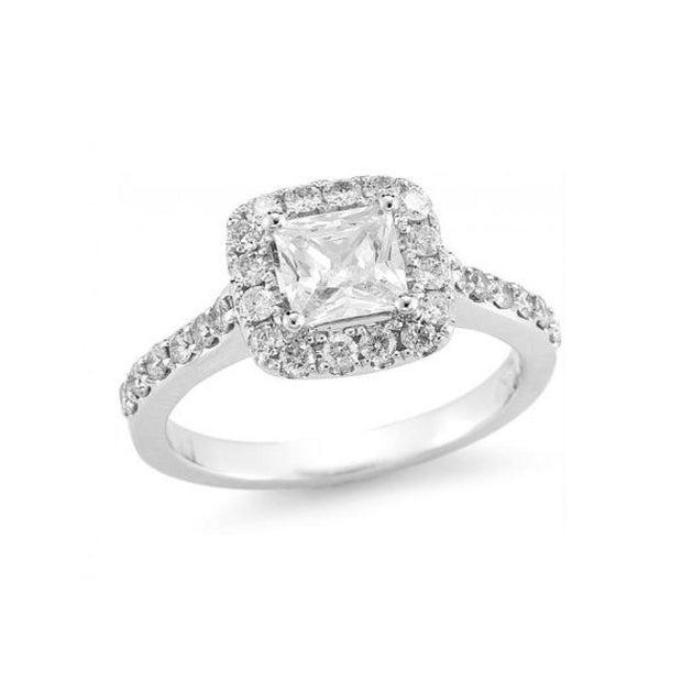 14K White Gold Halo Fancy modern Shapes Engagement Diamond Ring