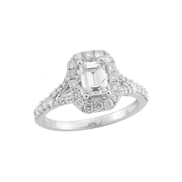 14K White Gold Halo Split Shank Engagement Diamond Ring | Fame Diamonds