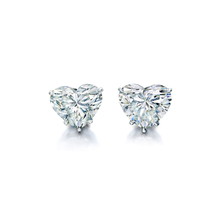 Heart Cut Stud Earring Made In 14K White Gold