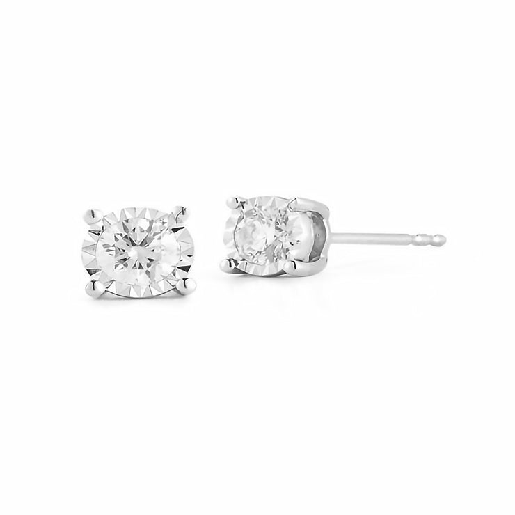 Four Prong Studs Made In 14K White Gold