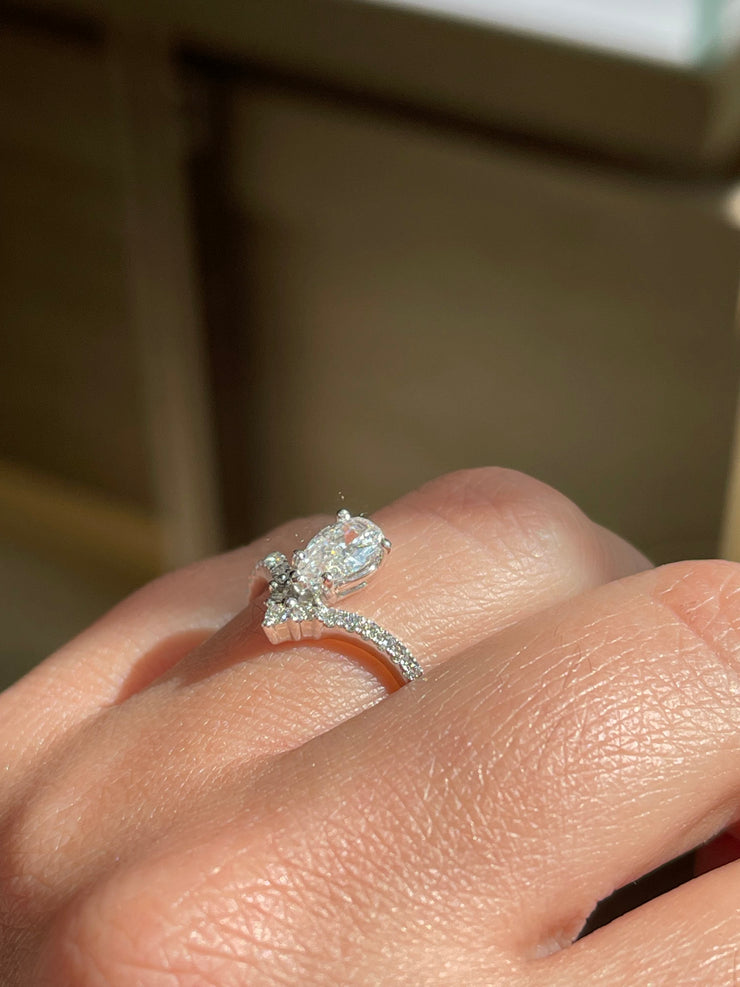 Fancy Pear Chevron Side Diamond Engagement Ring Wholesale Diamonds