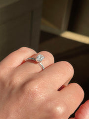 Modern Oval Solitaire Pave-Set Side-Diamond Engagement Ring