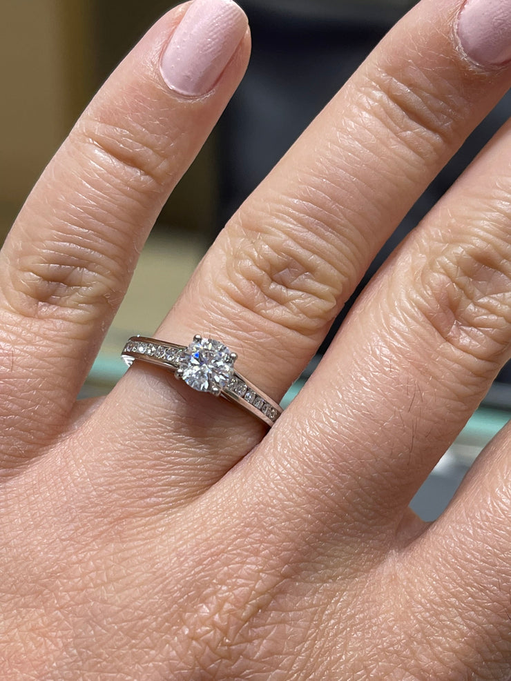 Classic Solitaire Channel-Set Side-Diamond Engagement Ring