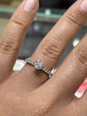 6-Prong Solitaire Pave-Set Side-Diamond Engagement Ring