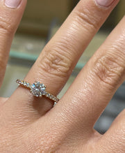 Fancy Eternity-Hidden Halo Kissing Ruby Side-Diamond Engagement Ring