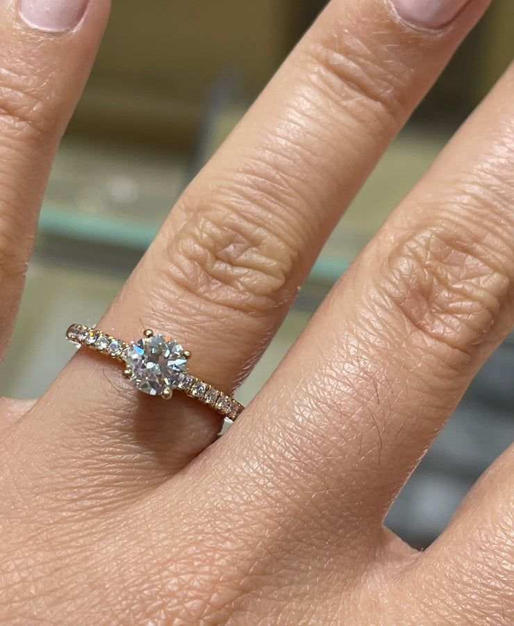Fancy Eternity-Hidden Halo Kissing Ruby Side-Diamond Engagement Ring