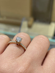 Fancy Eternity-Hidden Halo Kissing Ruby Side-Diamond Engagement Ring
