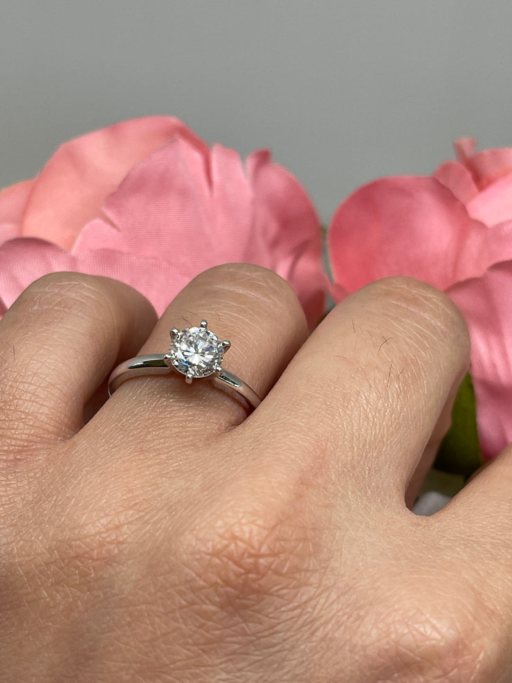 6-Prong White Gold Solitaire Diamond Engagement Ring