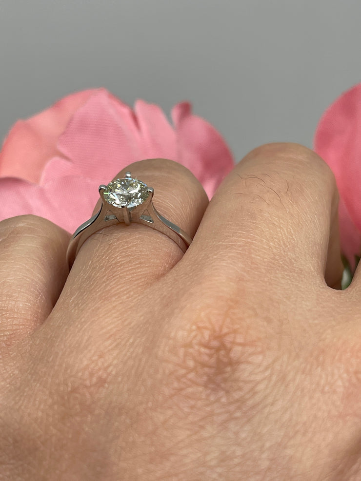 Modern White Gold Solitaire Diamond Engagement Ring