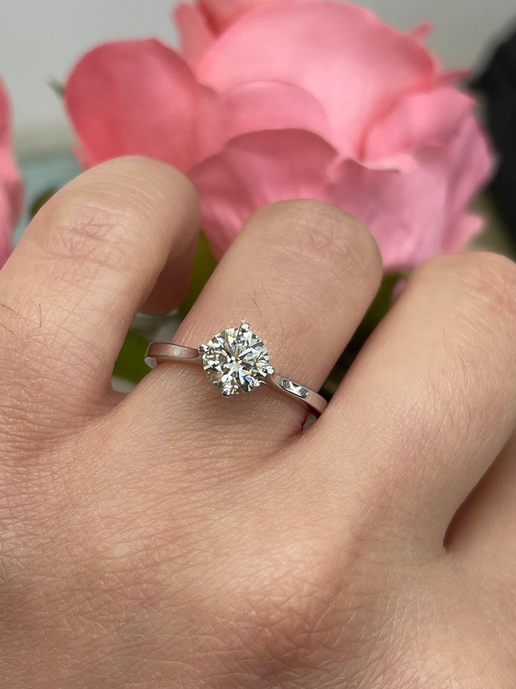 Modern White Gold Solitaire Diamond Engagement Ring