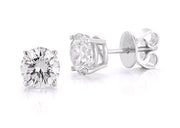 Four Prong Studs Made In 14K White Gold (J-K Color, SI Clarity)