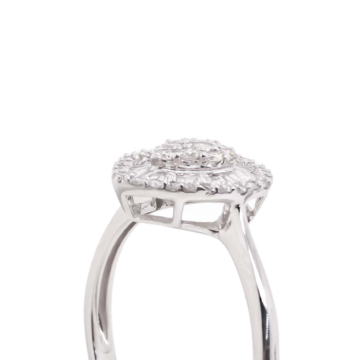 18K W/G 0.40 CTW Pear Shaped Cluster Ring