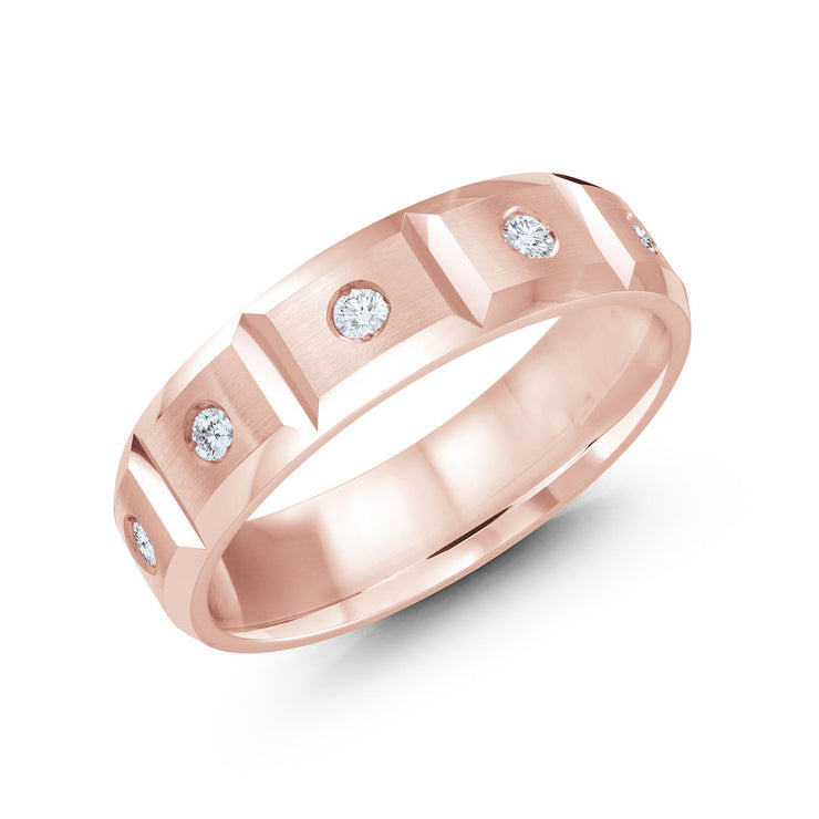 Men's 6mm Grooved Diamond Wedding Band