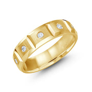 Men's 6mm Grooved Diamond Wedding Band
