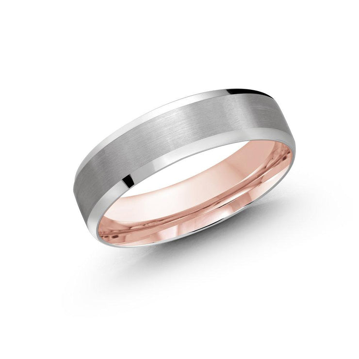 Men's Matte Finish Beveled Edge Wedding Band 6mm