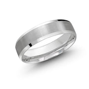 Men's Matte Finish Beveled Edge Wedding Band 6mm