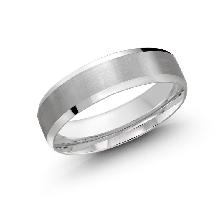 Men's Matte Finish Beveled Edge Wedding Band 6mm