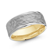 mens-white-gold-hammered-finish-wedding-band-with-yellow-gold-inlay-8-mm-fame-diamonds