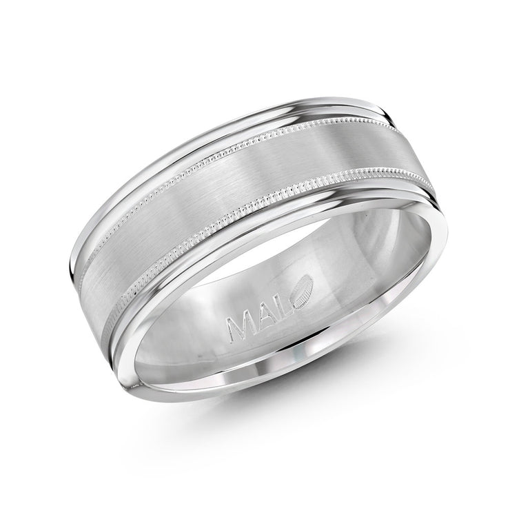 malo-mens-brushed-finish-milgrain-details-sculpted-edge-white-gold-wedding-band-8mm-fame-diamonds
