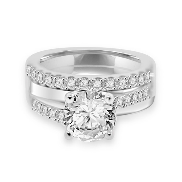2.25ctw Custom Made GIA Certified Wide Shank Diamond Engagement Ring