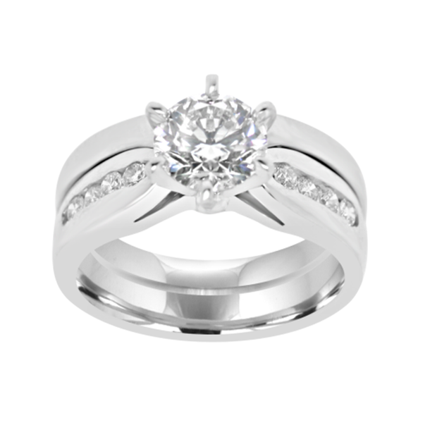 1.10ctw 6-Prong Custom Made Solitaire Wide Shank Diamond Engagement Ring