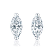Marquise Cut Stud Earring Made In 14K White Gold