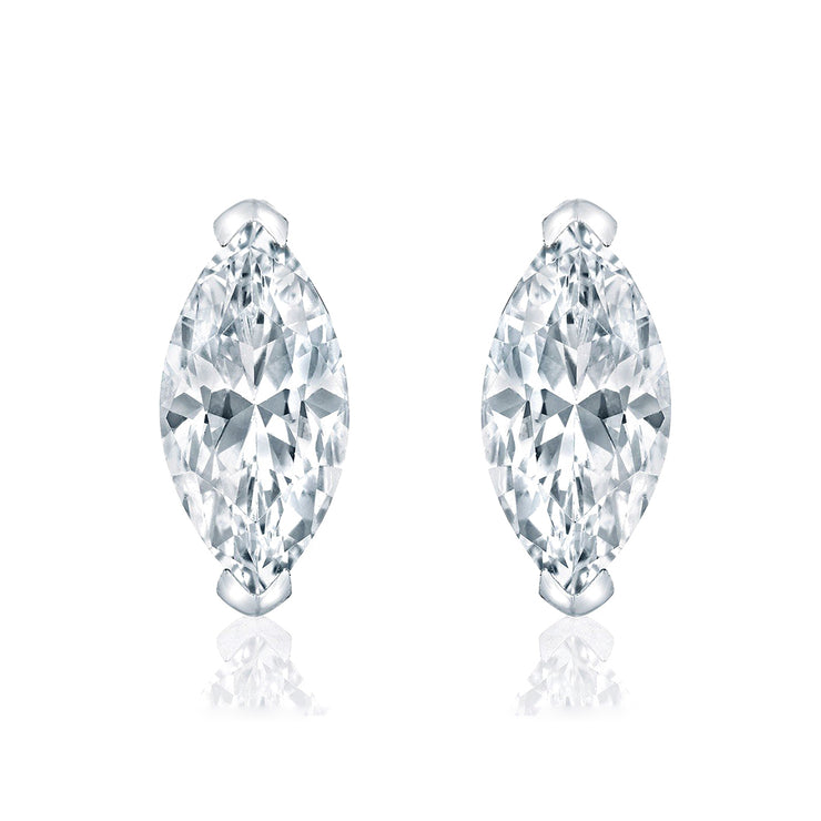 Marquise Cut Stud Earring Made In 14K White Gold