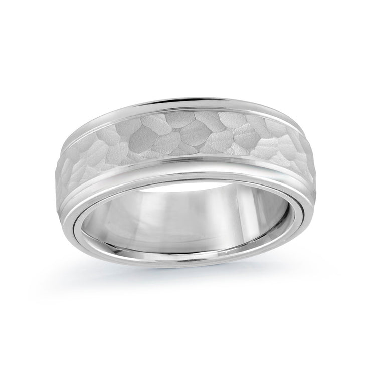 mens-carved-hammered-finish-satin-inlay-white-gold-wedding-band-8mm-fame-diamonds