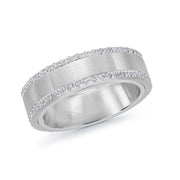 Men's White Gold Brushed Finish Diamond-Edge Wedding Band 6mm | Fame Diamonds