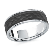 carbon-fiber-hammered-finish-14k-white-gold-mens-metal-wedding-band-7mm-fame-diamonds
