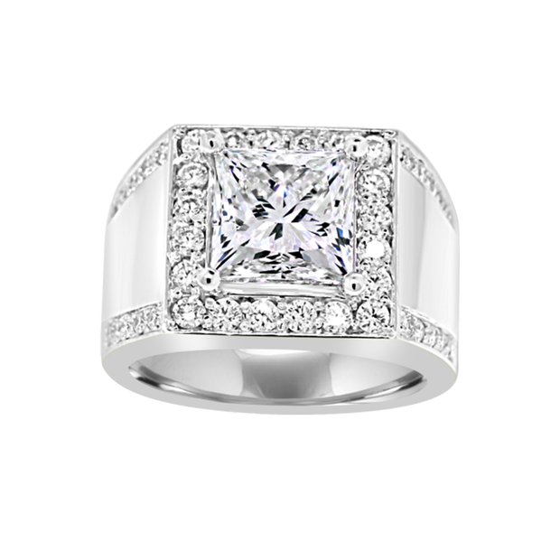 4.00ct Princess Cut Custom-Made Giant Fancy Men's Diamond Ring