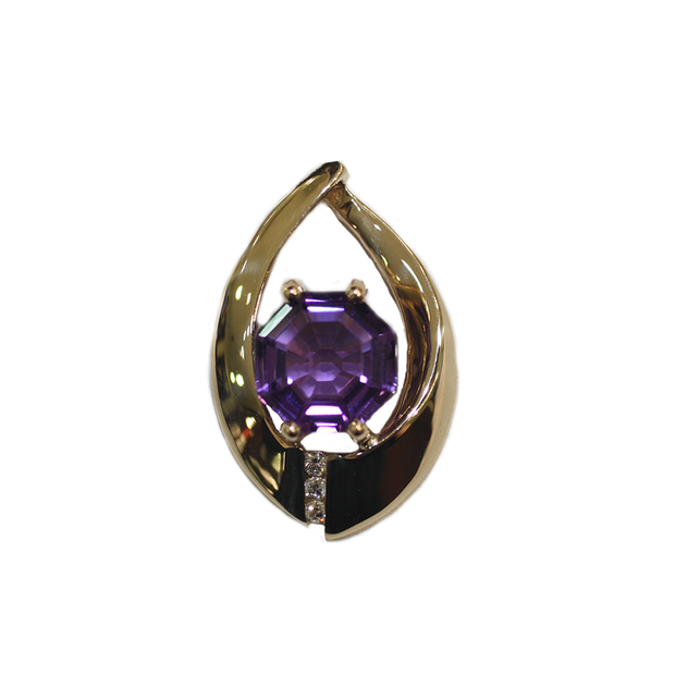 Odd Cut Amethyst/Diamond Pendant