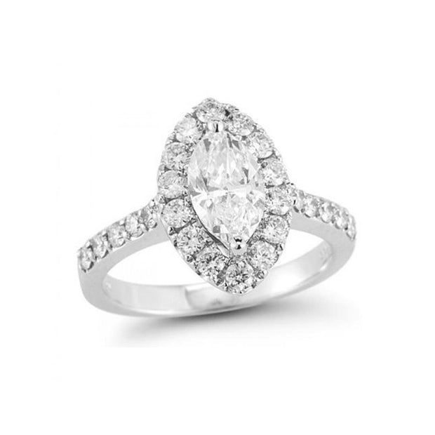 14K White Gold Halo Fancy modern Shapes Engagement Diamond Ring