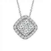 10K White Gold 1.00ctw Cushion Multi-stone Diamond Necklace
