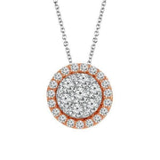 10K Two-Tone 0.40 Ct. Tw. Diamond Round Shaped Halo Cluster Necklace