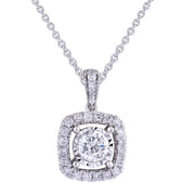 Cushion Cut Diamond Bail Necklace Made In 14K White Gold