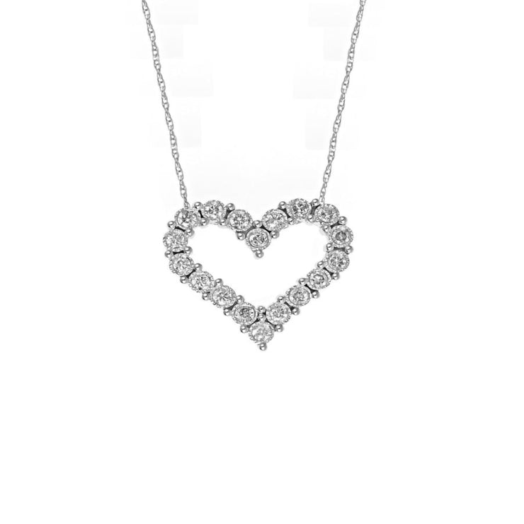 14K White Gold 1/10ctw Miracle Mark Heart Diamond Pendant