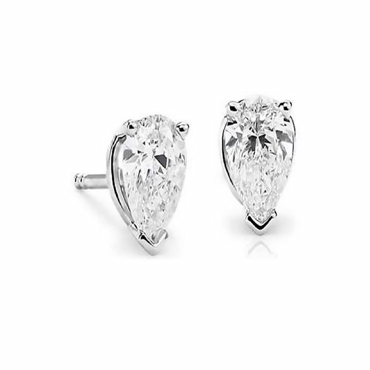 Pear Cut Stud Earring Made In 14K White Gold
