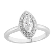Halo Plain Shank Diamond Ring made in 14k White gold (Total diamond weight 1 carat)-Marquise