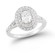 Double Halo Diamond  Engagement Ring made in 14k White gold