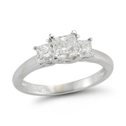 Three Stone Diamond Anniversary Ring made in 14k White gold (Total diamond weight Varies)