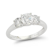 Three Stone Diamond Anniversary Ring made in 14k White gold (Total diamond weight Varies)