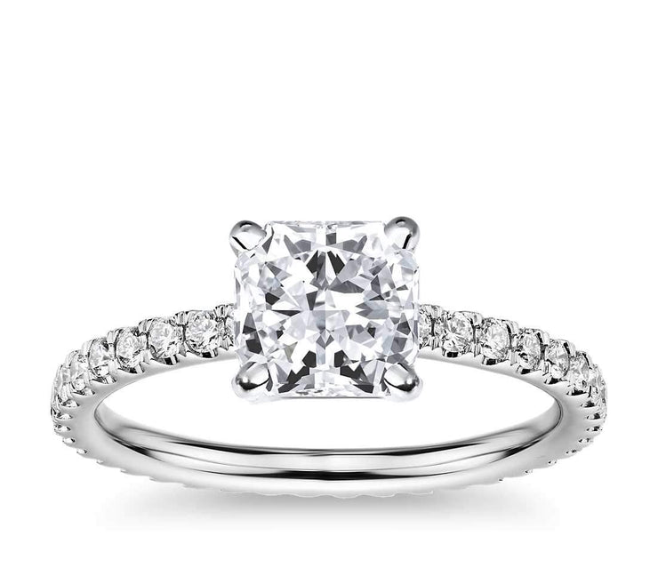 1.00ctw 4-Prong Solitaire Side-Diamond Engagement Ring In Most Popular Diamond Cuts