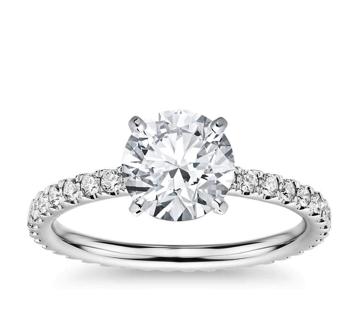 1.00ctw 4-Prong Solitaire Side-Diamond Engagement Ring In Most Popular Diamond Cuts