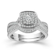 10K White Gold 0.50ctw Miracle Double-row Halo Ring
