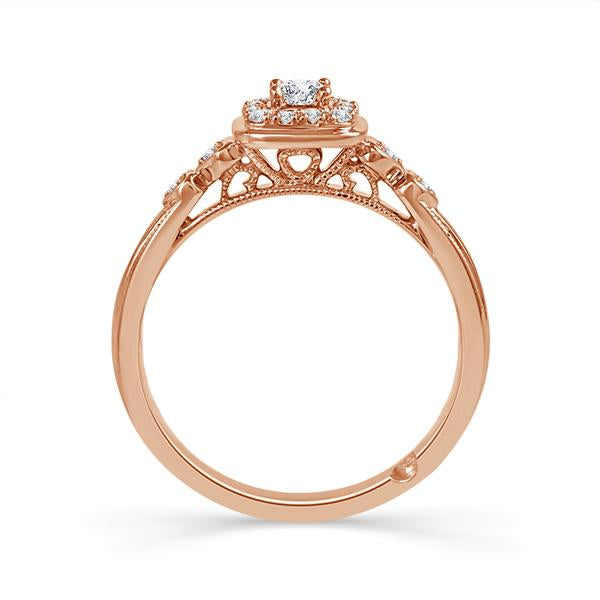 14k Rose Gold 0.40 Ct. Tw. Round Diamond Cushion Shaped Bridal Ring